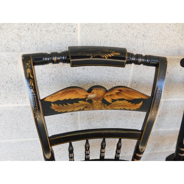 L Hitchcock Maple Stenciled Eagle Back Tavern Inn Chairs - Set of 4 - Traditional Style - Approx 40 years old Good...