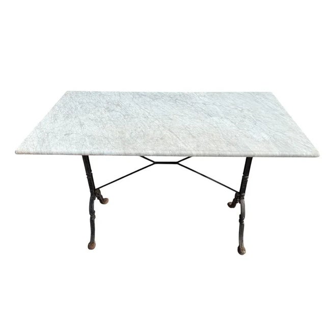 Modern French Cast Iron and Marble Bistro Table, 1960s For Sale - Image 3 of 14
