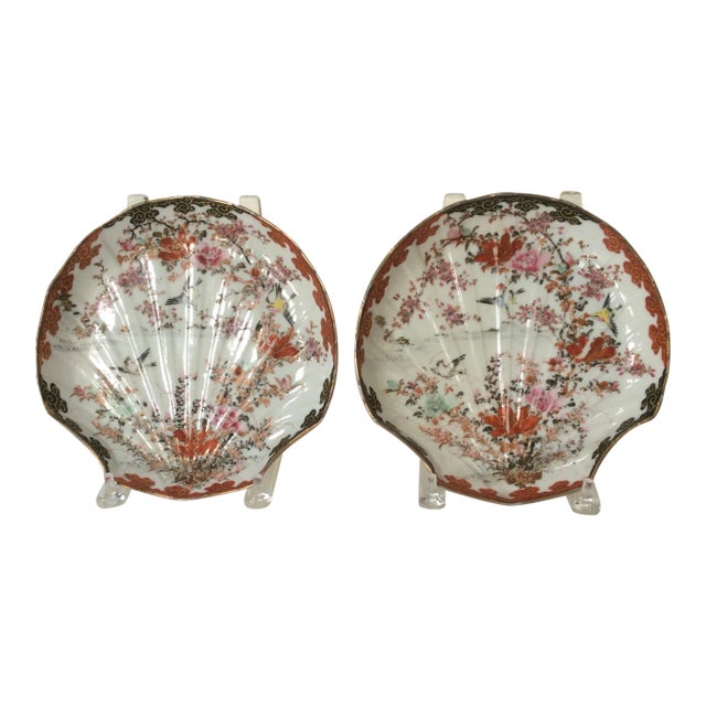 Antique Japanese Shell Shaped Plates - A Pair For Sale