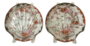 Antique Japanese Shell Shaped Plates - A Pair
