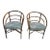 1970s Vintage Bent Bamboo Arm Chair Upholstered Seat Medium Tone- Set of 2 For Sale