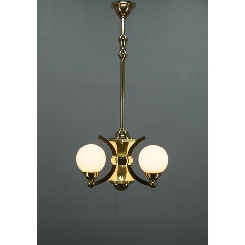 This two-flame art deco chandelier, originally used in gocar's interiors during the 1910s–1920s, is a beautifully restored...