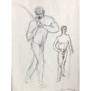 1970s Lillian Manney Male Nude Drawing For Sale