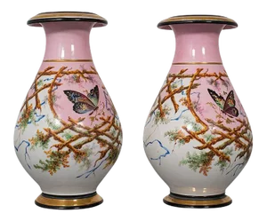 Late 19th Century Ceramic French Victorian Urns - A Pair