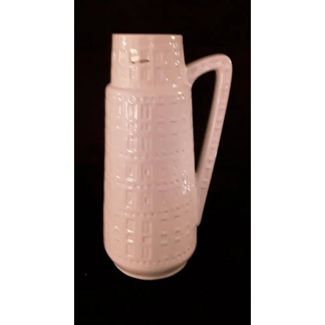 1970s Vintage German Europe Line Series Ceramic Vase in the Form of Handle Jug with White Geometric Relief from Scheurich For Sale - Image 5 of 5