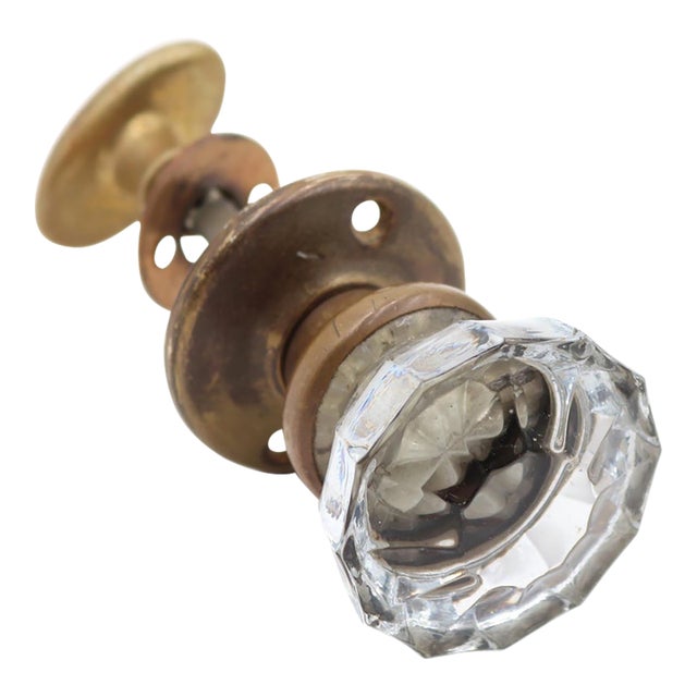 Vintage Fluted Glass Closet Door Knob Set For Sale