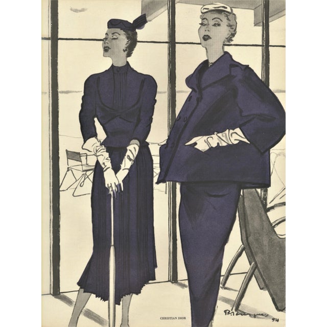 Christian Dior 1954 French Christian Dior Fashion Print For Sale - Image 4 of 4