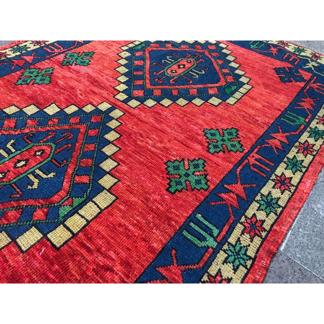 Scarlet 1960s Vintage Turkish Oushak Rug - 4′1″ × 6′5″ For Sale - Image 8 of 11