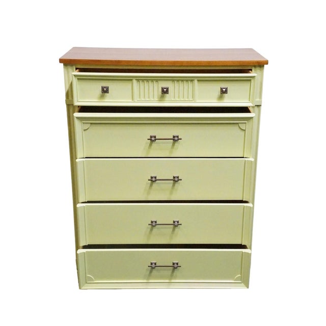Late 20th Century Bassett Furniture Ticino Collection Cream Painted 36" Chest of Drawers W. Solid Cherry Top 238-96-251 For Sale - Image 5 of 13