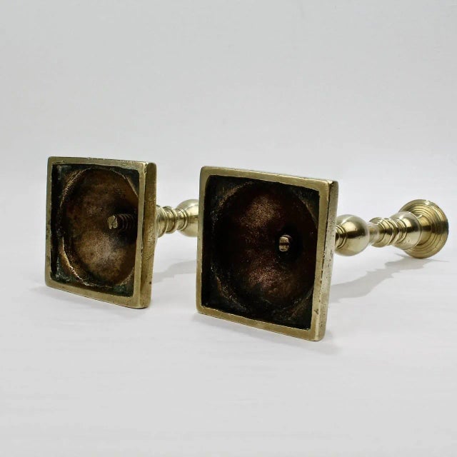 Early 19th Century Continental Brass Candlesticks - A Pair For Sale In Philadelphia - Image 6 of 11