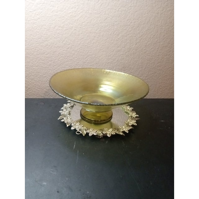Signed Louis Comfort Tiffany Favrile Iridescent Stretch Glass Pedestal Bowl. For Sale - Image 4 of 9