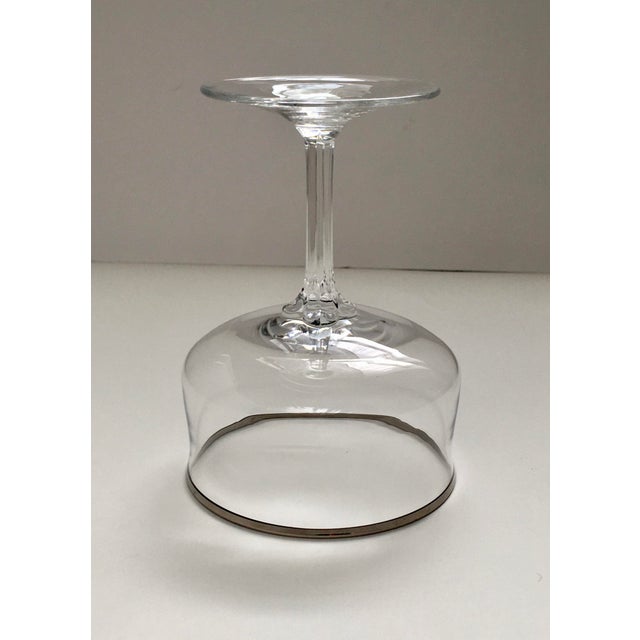 Glass 1970’s Silver Rimmed Champagne Saucers- A Pair For Sale - Image 7 of 10