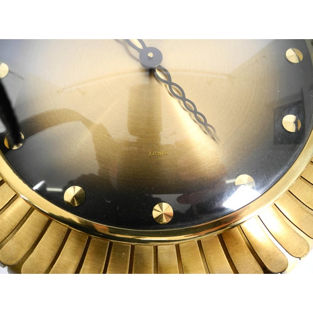 Mid-Century Sunburst Atlanta Universe Wall Clock in Brass with Mechanical Seven-Day Movement, 1950s For Sale - Image 14 of 18