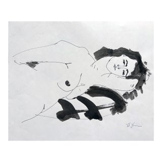 Portrait of a Woman Reclining, Ink on Paper, 10 X 12 Inches For Sale