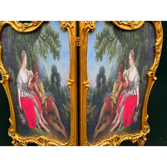 Late 20th Century Room Divider Screen - Handmade Louis XVI Beech Frame With French Scene For Sale - Image 9 of 12