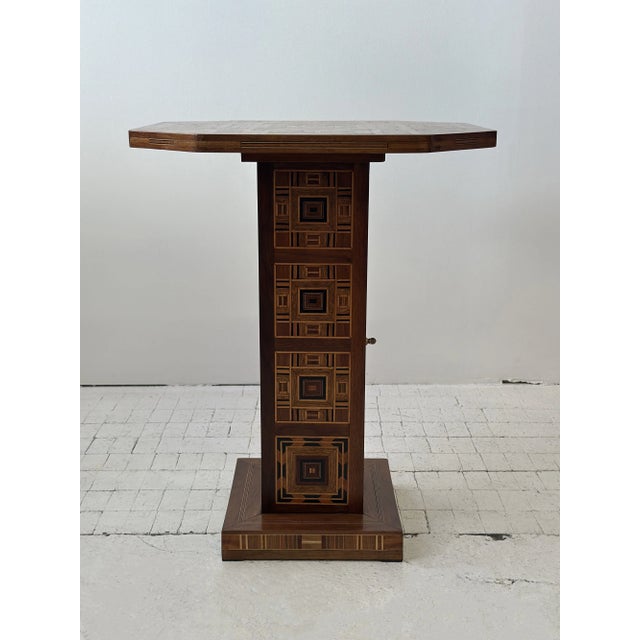 Vintage Exceptional Parquetry Pedestal Table With Hidden Compartment, Circa Mid 20th Century For Sale - Image 15 of 18