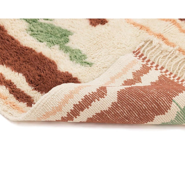Ivory Vertical Streak Abstract Hand-Knotted Moroccan Wool Rug | 10'0" X 7'7" | One of a Kind For Sale - Image 8 of 8