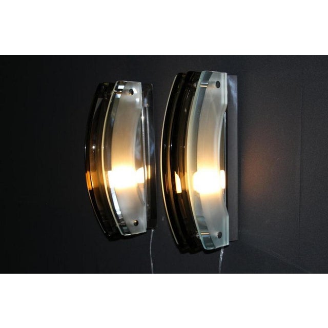 Sconces in Smoked and Light Green Glass in the style of Max Ingrand, 1960s, Set of 2 For Sale - Image 12 of 15