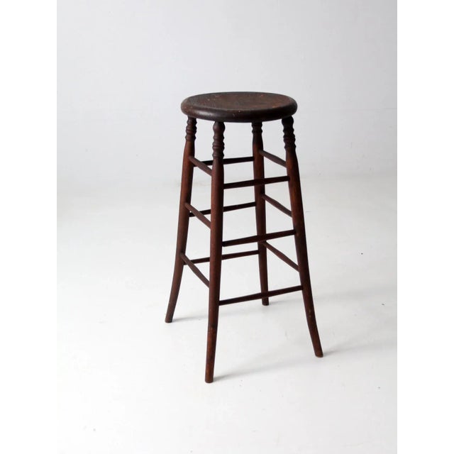 Wood Antique Wooden Stool For Sale - Image 7 of 12