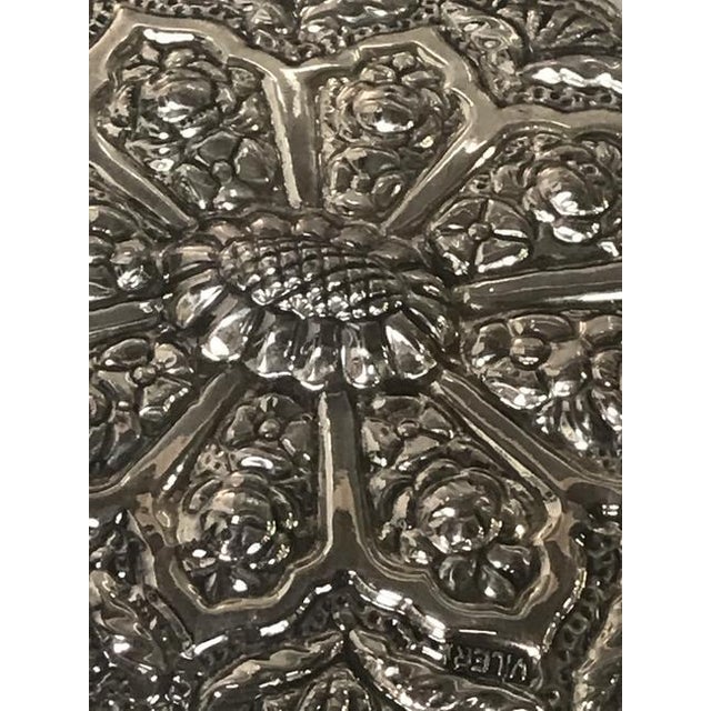 Turkish Mid 20th Century Turkish 800 Sterling Silver Decorative Oval Mirror For Sale - Image 3 of 3