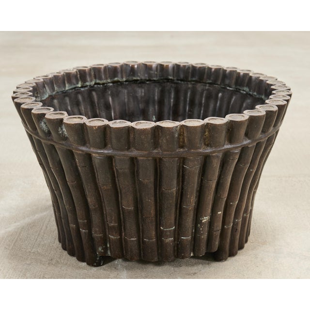 Bronze Set of Three Bronzed Faux-Bamboo Jardinières or Planters For Sale - Image 8 of 17