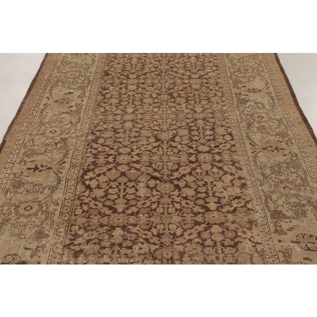 Antique Persian Mahal Runner With Intricate Floral Vinery in Brown - Rug & Kilim For Sale In New York - Image 6 of 10