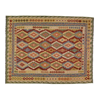 Vintage Afghan Hand Made Wool Maimana Kilim,6'6"x8'4" For Sale