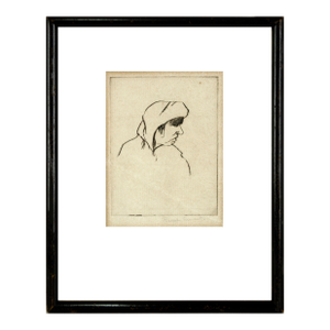 Early 20th Century Miniature Etching, Portrait of an Old Woman by Ralph Sweet