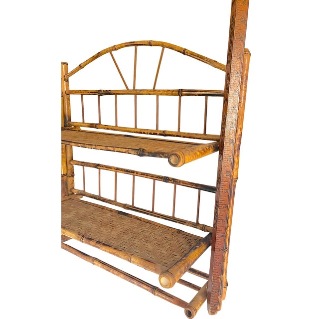 Vintage Burnt Bamboo Wall Shelf With Towel Rack in the French Colonial Style For Sale In Jacksonville, FL - Image 6 of 8