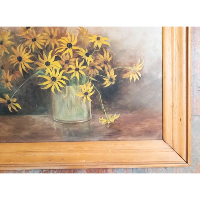 Early 20th Century Early 20th Century American Still Life Painting of Black Eyed Susans For Sale - Image 5 of 16