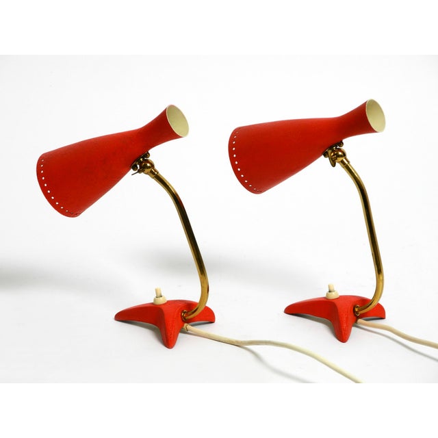 Mid-Century Modern Red Diabolo Crows Foot Table Lamps from Cosack, 1950s, Set of 2 For Sale - Image 18 of 18