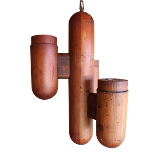 Mid-Century Modernist Wood Cactus Chandelier For Sale