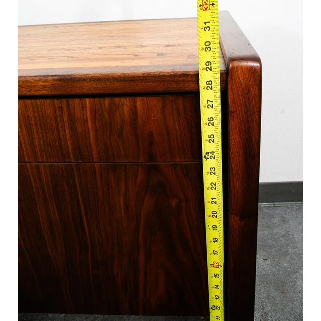 Mid Century Modern Credenza Oak Walnut 5 Drawer Wood Oak File Doors Vintage For Sale - Image 12 of 12