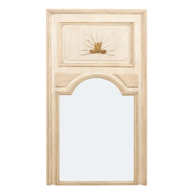 Tall French 19th Century Painted Wood Trumeau Mirror For Sale