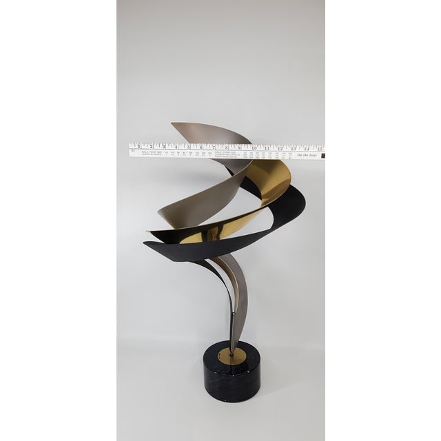 Vintage Curtis Jere Triple Spiral Ribbon Flame Metal Sculpture Signed 1996 For Sale - Image 18 of 18