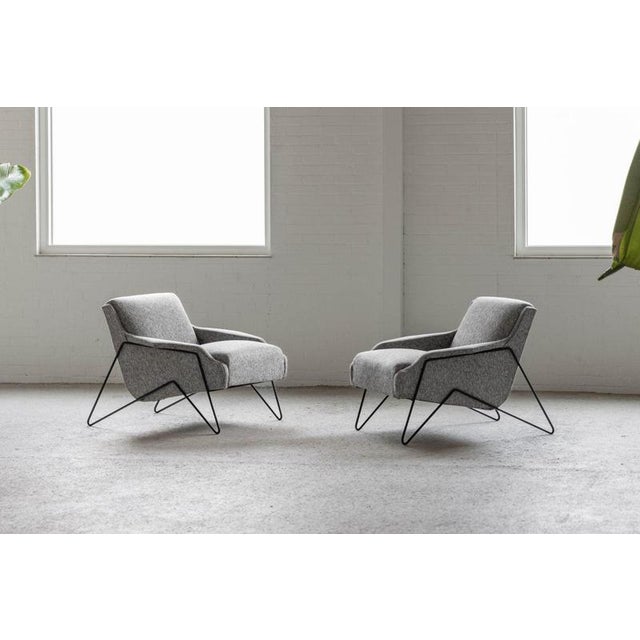 Rare pair of lounge Chairs designed by Ernesto Hauner and most likely manufactured by Forma Móveis in Brazil 1950. These...