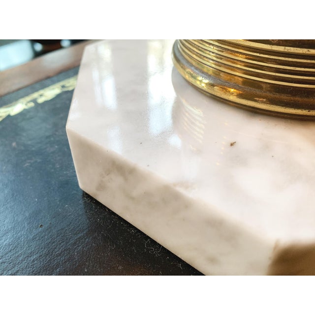 Midcentury Pair of Italian Glass & Marble Table Lamps For Sale - Image 9 of 12