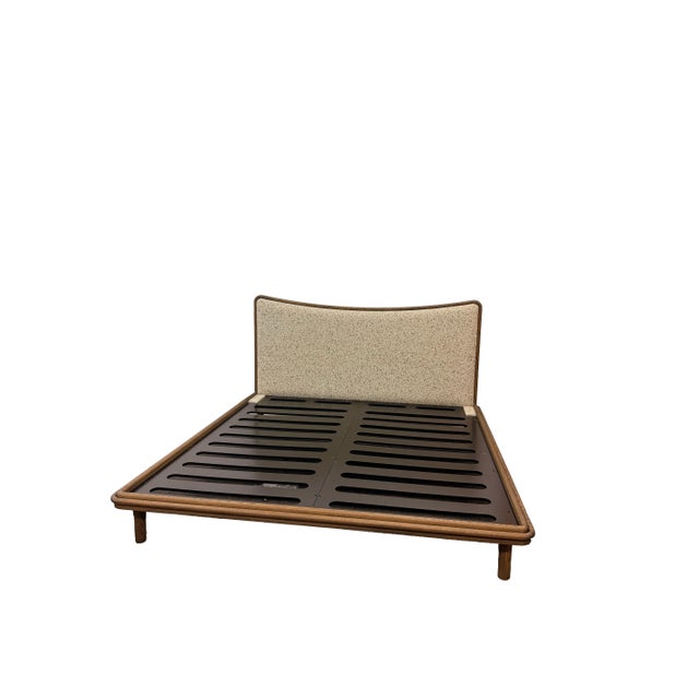 Carlton Bed Designer: Jason Miller Studio Maker: De La Espada Fabric: Grade D - Atom 0124 Finish: Black Oiled Oak Size:...