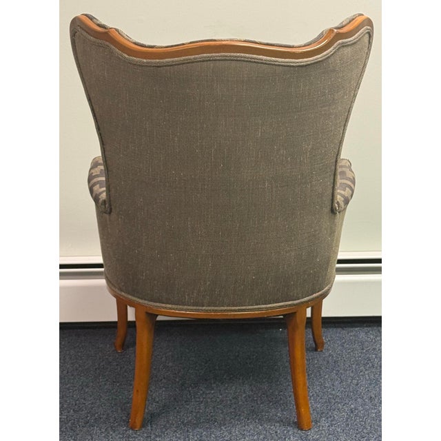 Late 20th Century Upholstered Wingback French Chair For Sale - Image 4 of 10
