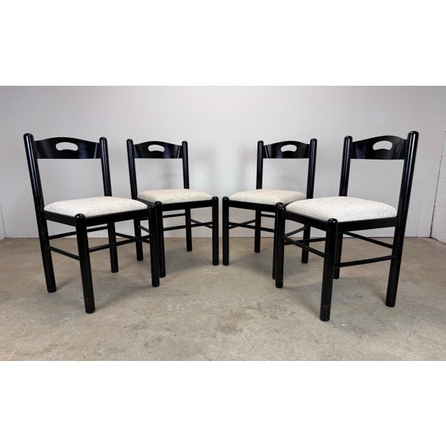 A set of 4 iconic mid century Italian modern style dining chairs in the manner of Habitat or Frank Lowenstein, circa...