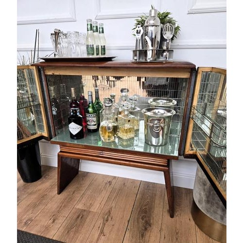 Vintage Italian Art Deco Bar Cabinet in Walnut, 1950s For Sale - Image 6 of 12