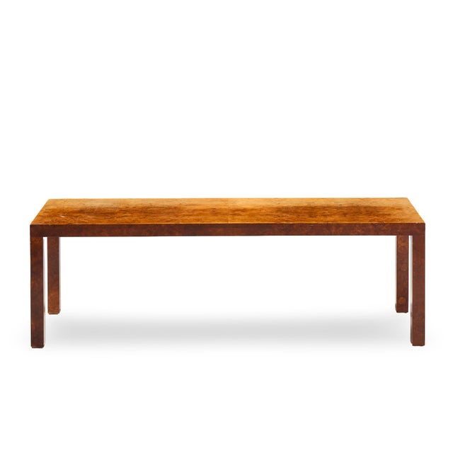 Wood Milo Baughman for Directional Mid Century Burlwood Parsons Coffee Table For Sale - Image 7 of 10