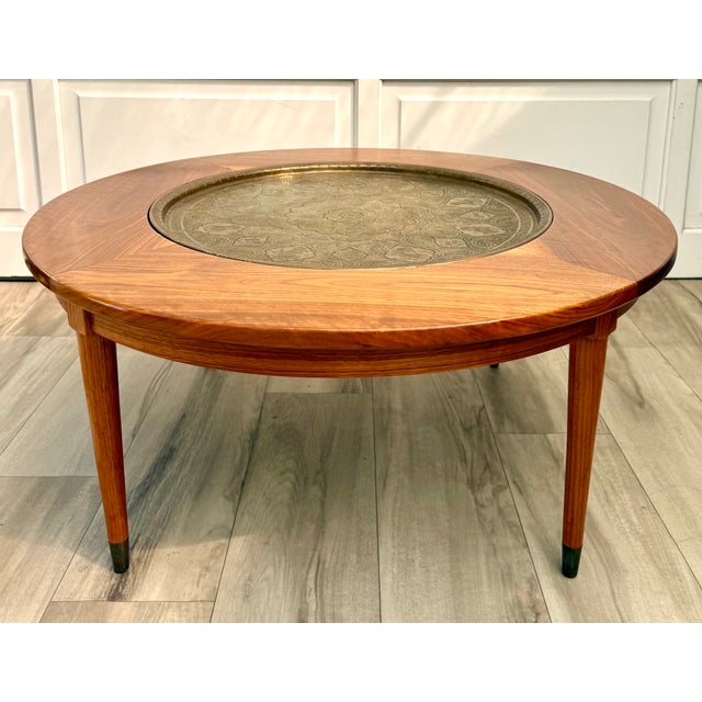 MCM Coffee Table Brass Tray For Sale - Image 14 of 17