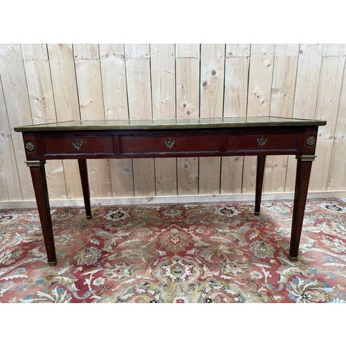 Wood Louis XVI Style Flat Desk in Solid Wood For Sale - Image 7 of 9