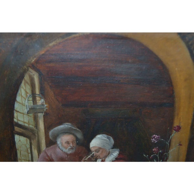 Paint Late 19th Century "Peasants at the Table" French School Figurative Oil Painting For Sale - Image 7 of 10