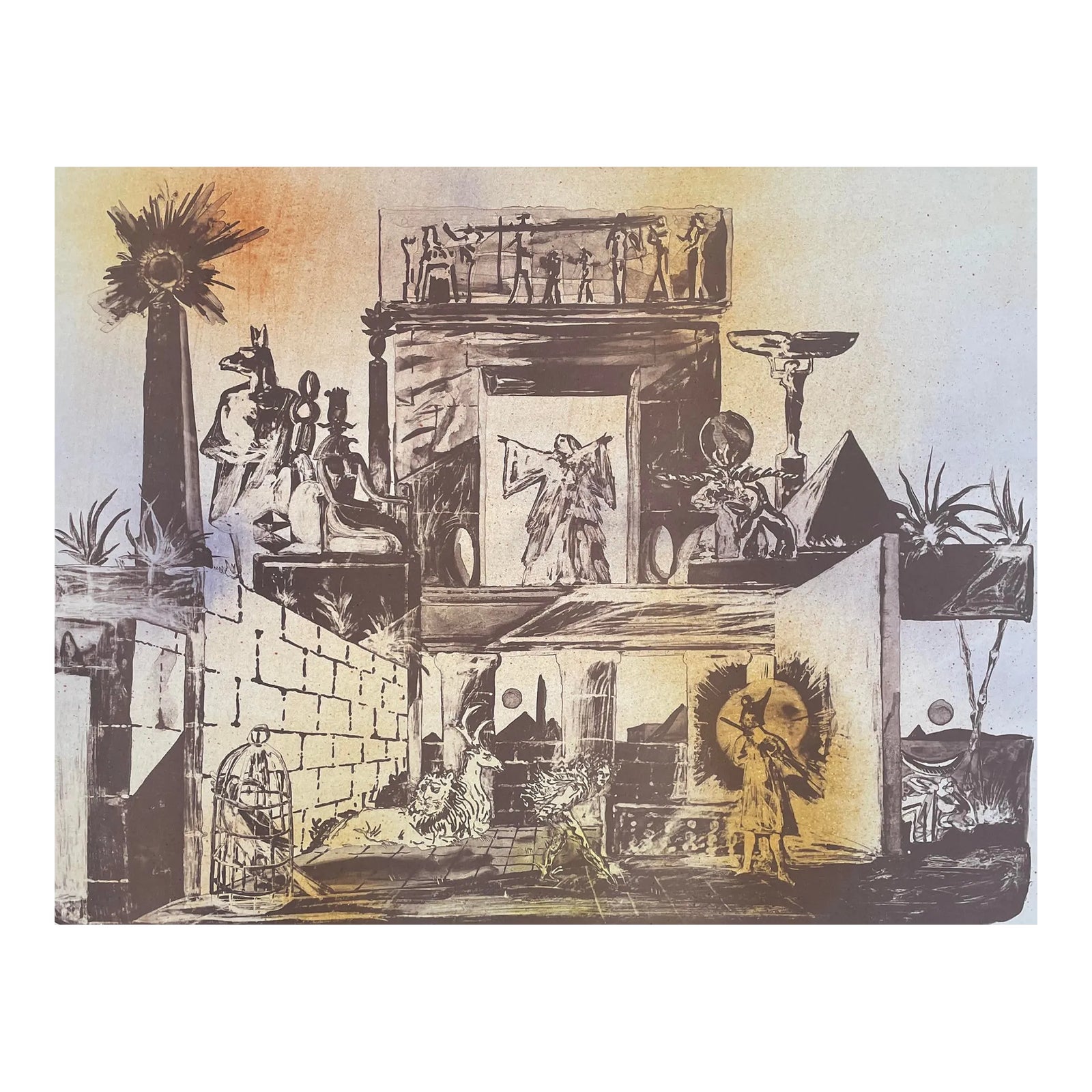 1982 Joseph Pecsenke Magic Flute by Mozart Opera Lithograph | Chairish