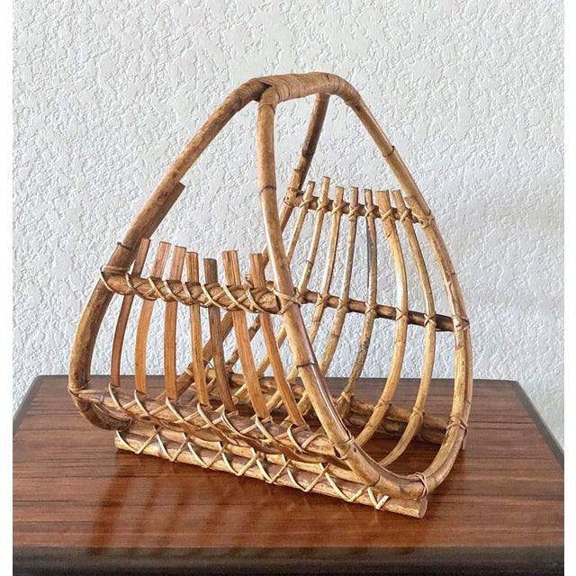 Late 20th-Century Albini-Inspired Tortoise Shell Bamboo Media Holder For Sale - Image 12 of 13