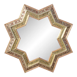 Large Size Moroccan Star Mirror, Metal Inlaid