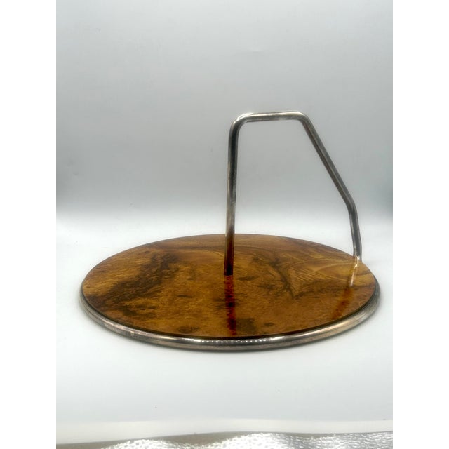 Italian Mid-Century Italian Silverplate and Faux-Bois Serving Tray, For Sale - Image 3 of 15