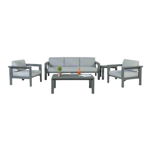 Sardinia Aluminum Frame Outdoor Sofa Set - Gray Cushions For Sale